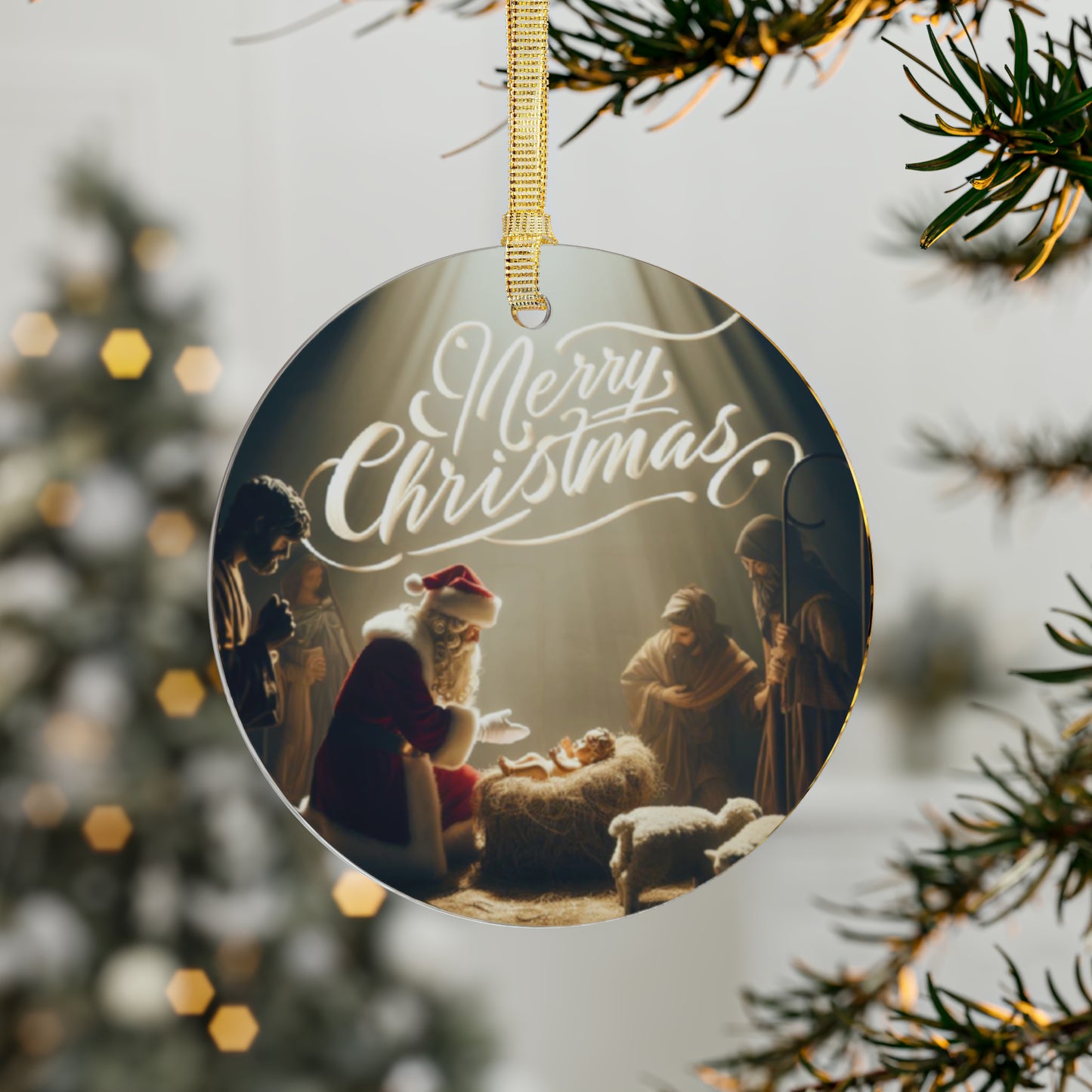 Transparent construction and a string for placement. .: Material: 100% clear acrylic.: single ornament Glossy finish.: One-sided print.: Includes gold ribbon for hanging. Christmas tree Christmas ornaments Memorial ornament Christmas Gift Holiday decor decorations tree trimming Christmas spirit Christmas in Heaven Poem