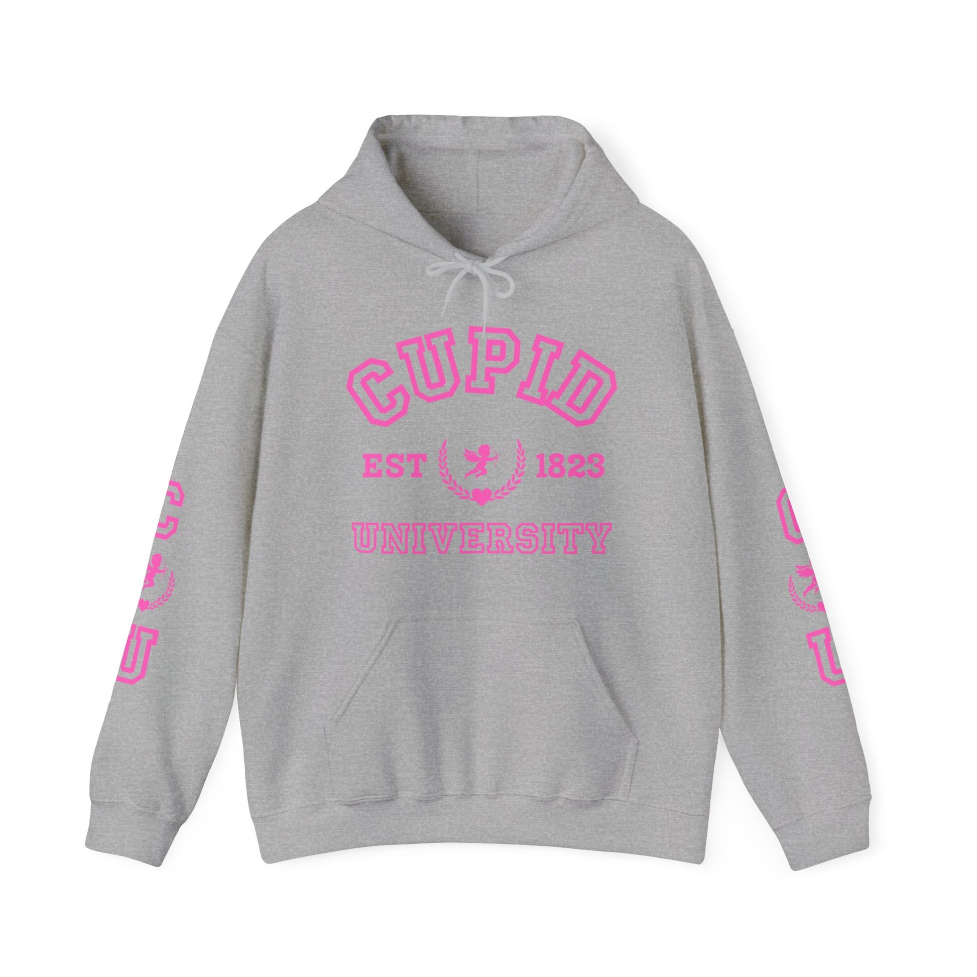 Cupid University Hoodie. Cute Valentine's Day gift, Funny College gift, Great Birthday Gifts For Daughters, Great Congratulations Gifts, Great Gifts For Daughters, Great Graduation Gifts For Daughter, Great Sweet 16 Gifts For Daughters, Military Graduation Gift. Sorority sister gift.