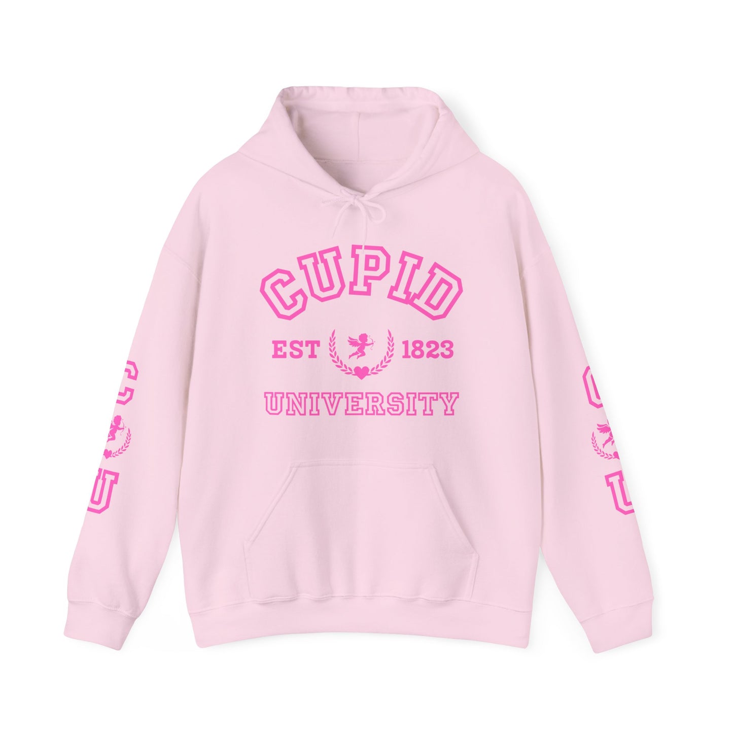 Cupid University Hoodie. Cute Valentine's Day gift, Funny College gift, Great Birthday Gifts For Daughters, Great Congratulations Gifts, Great Gifts For Daughters, Great Graduation Gifts For Daughter, Great Sweet 16 Gifts For Daughters, Military Graduation Gift. Sorority sister gift.