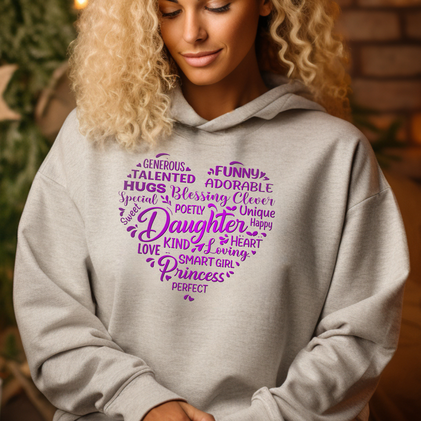 gifts for mom, gifts for dad, gifts for wife, gifts for husband, gifts for daughter, gifts for son, Word Cloud Pullover Hoodie Gift For Daughter