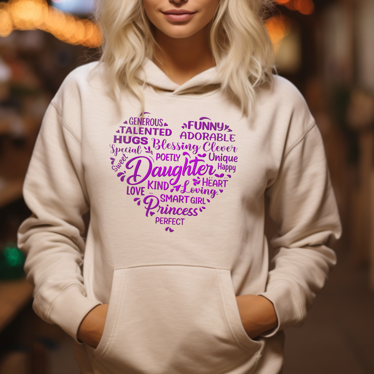 gifts for mom, gifts for dad, gifts for wife, gifts for husband, gifts for daughter, gifts for son, Word Cloud Pullover Hoodie Gift For Daughter
