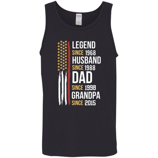 gifts for mom, gifts for dad, gifts for wife, gifts for husband, gifts for daughter, gifts for son, Personalized Legend Husband Dad Papa Cotton Tank Top 5.3 oz.