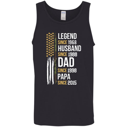 gifts for mom, gifts for dad, gifts for wife, gifts for husband, gifts for daughter, gifts for son, Personalized Legend Husband Dad Papa Camo Line Tank Top