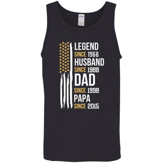 gifts for mom, gifts for dad, gifts for wife, gifts for husband, gifts for daughter, gifts for son, Personalized Legend Husband Dad Papa Cotton Tank Top 5.3 oz