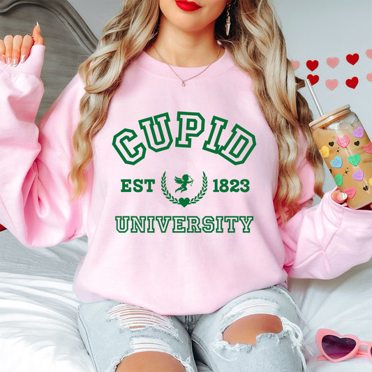 Cupid University Sweatshirt. Cute Valentine's Day gift, Sorority sister gift. Great Birthday Gifts For Daughters, Great Fashion Gifts, Great Gifts For Daughters, Great Graduation Gifts For Daughter, Great Sweet 16 Gifts For Daughters, Special gift For Wife, top 10 mother's day gift ideas, simple mother's day gifts