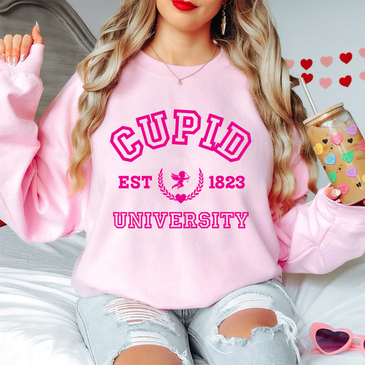 Cupid University Sweatshirt. Cute Valentine's Day gift, Sorority sister gift. Great Birthday Gifts For Daughters, Great Fashion Gifts, Great Gifts For Daughters, Great Graduation Gifts For Daughter, Great Sweet 16 Gifts For Daughters, simple mother's day gifts, Special gift For Wife, top 10 mother's day gift ideas