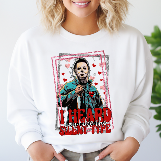 I Heard You Like The Silent Type, Valentine's Day Gifts, Funny Michael Myers sweater, Birthday Gifts For Daughters, Birthday Gifts For Sons, Great Fashion Gifts, Great Gifts For Daughters, Great Gifts For Son, Great Gifts For Wife, Great Gifts For Husband, Sweet 16 Gifts For Daughters, Sweet 16 Gifts For Son