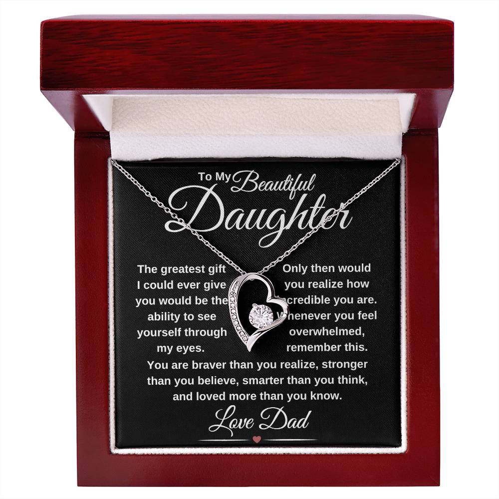 gifts for mom, gifts for dad, gifts for wife, gifts for husband, gifts for daughter, gifts for son, Forever Love Necklace To Daughter From Dad The Greatest Gift