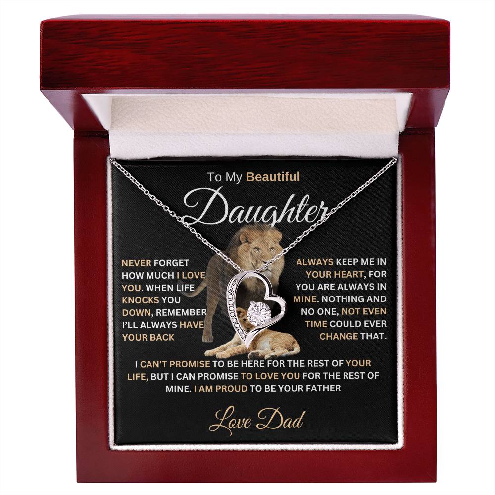 gifts for mom, gifts for dad, gifts for wife, gifts for husband, gifts for daughter, Forever Love Necklace For Daughter From Dad Never Forget I Love You