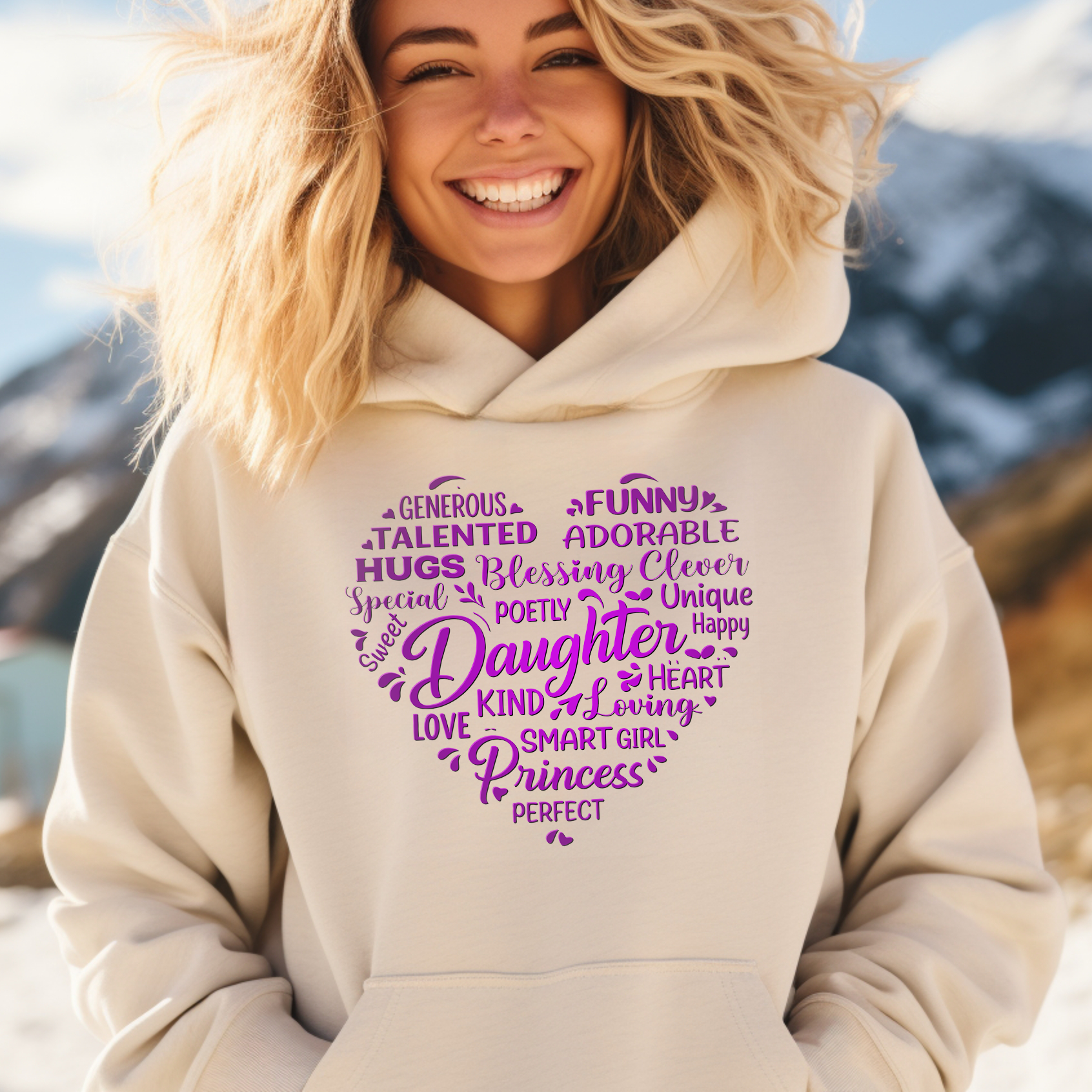 gifts for mom, gifts for dad, gifts for wife, gifts for husband, gifts for daughter, gifts for son, Word Cloud Pullover Hoodie Gift For Daughter