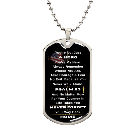 gifts for mom, gifts for dad, gifts for wife, gifts for husband, gifts for daughter, gifts for son, Not Just A Hero Luxury Graphic Dog Chain Necklace