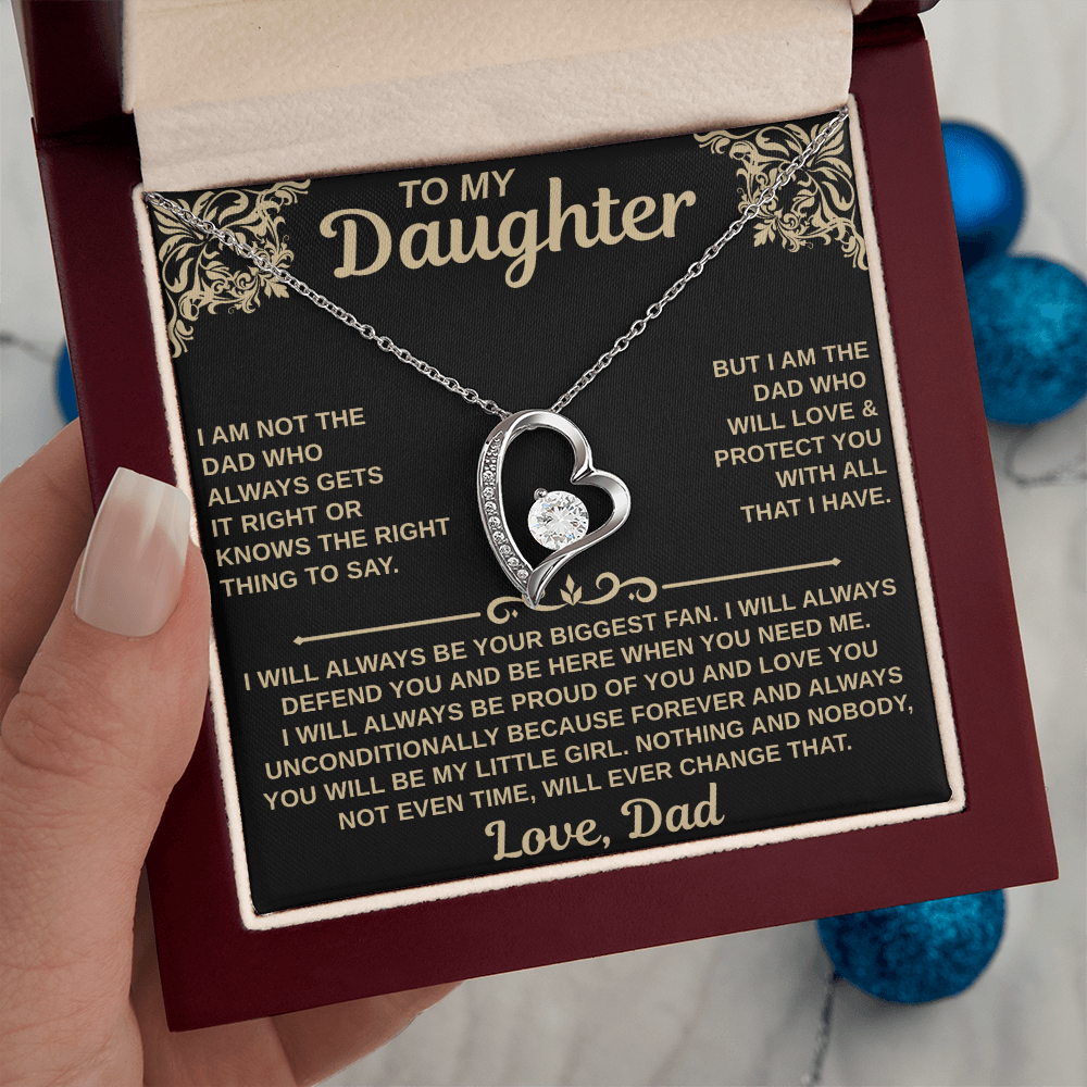 gifts for mom, gifts for dad, gifts for wife, gifts for husband, gifts for daughter, gifts for son, Forever Love Necklace To My Daughter I Am Not The Dad Who