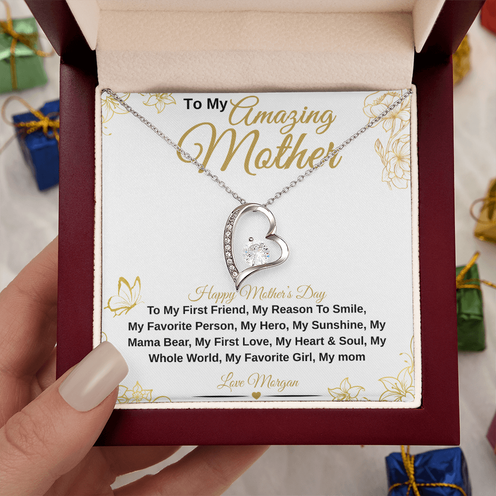 gifts for mom, gifts for dad, gifts for wife, gifts for husband, gifts for daughter, gifts for son, Personalized Amazing Mother Forever Love Necklace