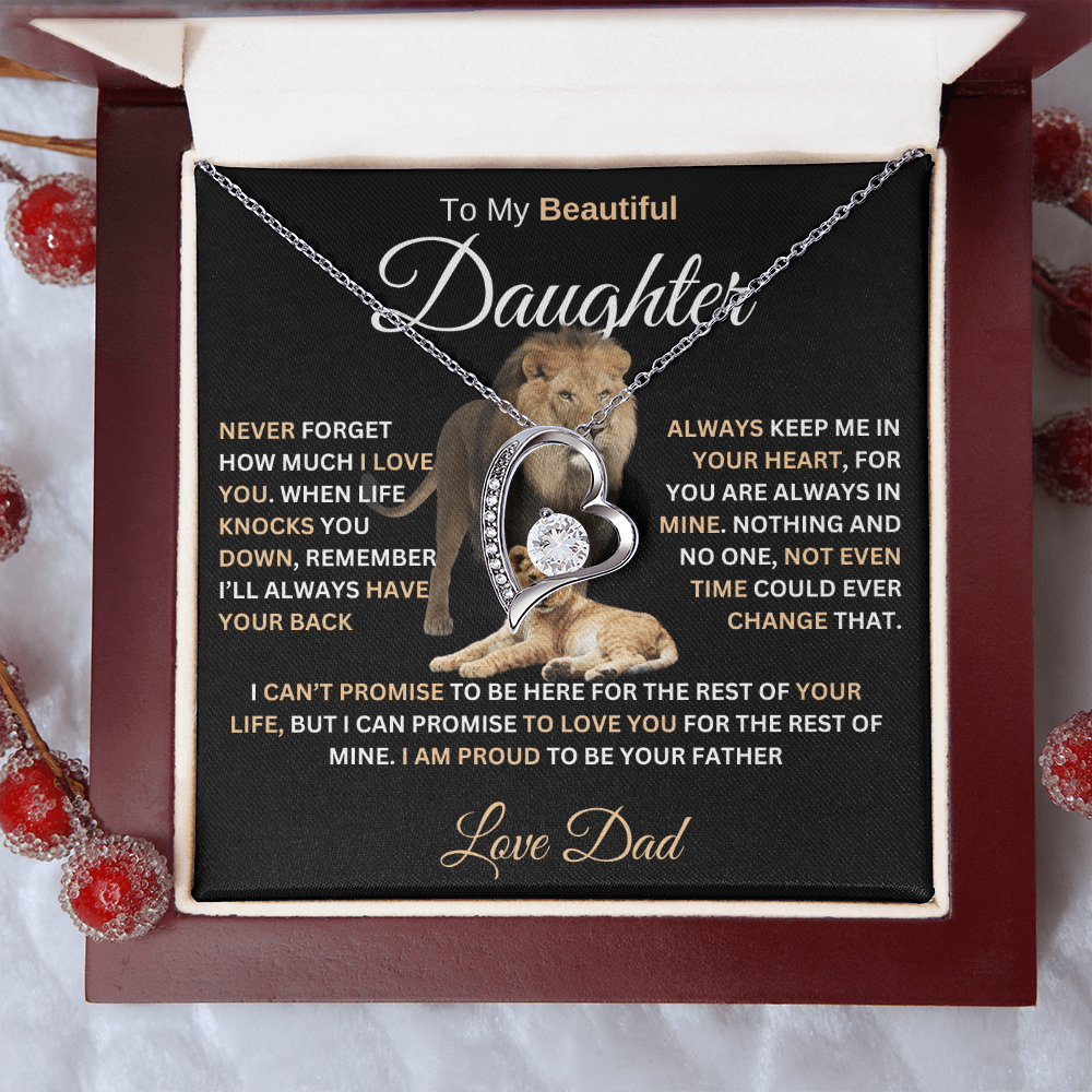 gifts for mom, gifts for dad, gifts for wife, gifts for husband, gifts for daughter, Forever Love Necklace For Daughter From Dad Never Forget I Love You