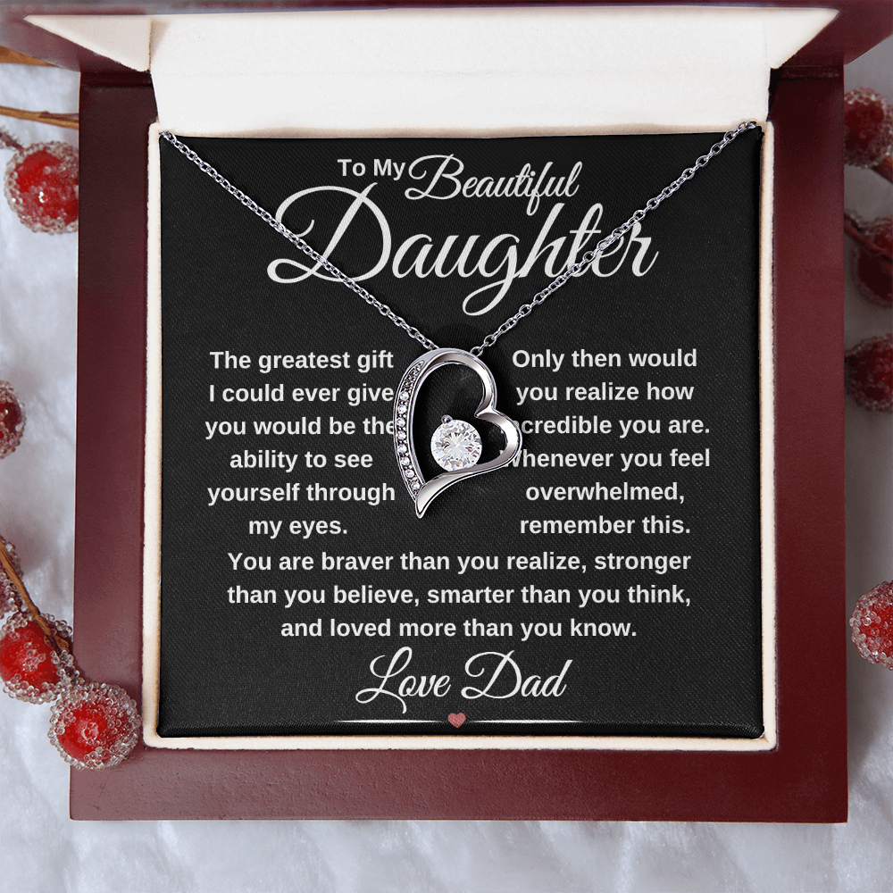 gifts for mom, gifts for dad, gifts for wife, gifts for husband, gifts for daughter, gifts for son, Forever Love Necklace To Daughter From Dad The Greatest Gift