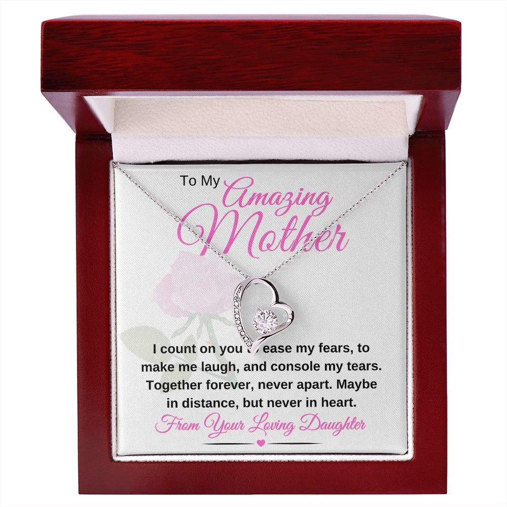 Forever Love pendant  14k white gold or 18k yellow gold finish.  Great Gifts For Mom, Great Gift Jewelry, Great Mothers Day Gifts, Great Jewelry Box, Mahogany Jewelry Box, top 10 mother's day gift ideas, simple mother's day gifts. best gift for mother's day, creative mother's day gifts, mother's day gifts from daughter