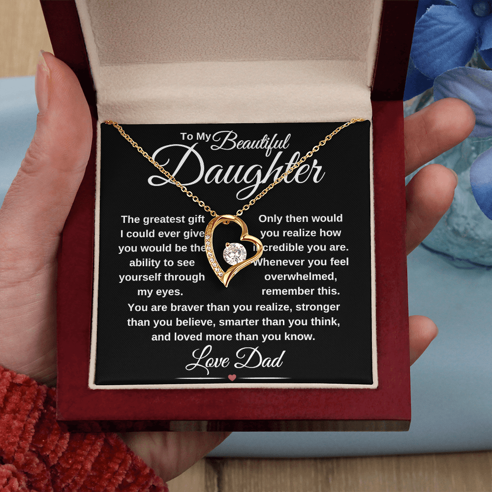 gifts for mom, gifts for dad, gifts for wife, gifts for husband, gifts for daughter, gifts for son, Forever Love Necklace To Daughter From Dad The Greatest Gift