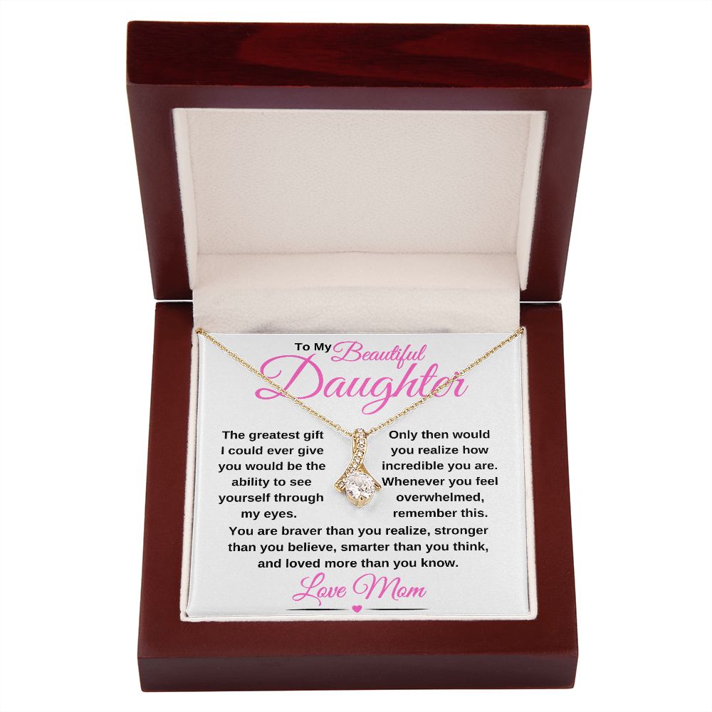 Alluring Beauty necklace 14k white gold or 18k yellow gold over stainless steel. Christmas Gift for Daughter, Unique Gift for Daughter, Sweet 16 Birthday Gift,  Graduation Gifts For Daughter, Great Gifts For Daughters, Great Gift Jewelry and Watches, Great Congratulations Gifts, Great Birthday Gifts For Daughters
