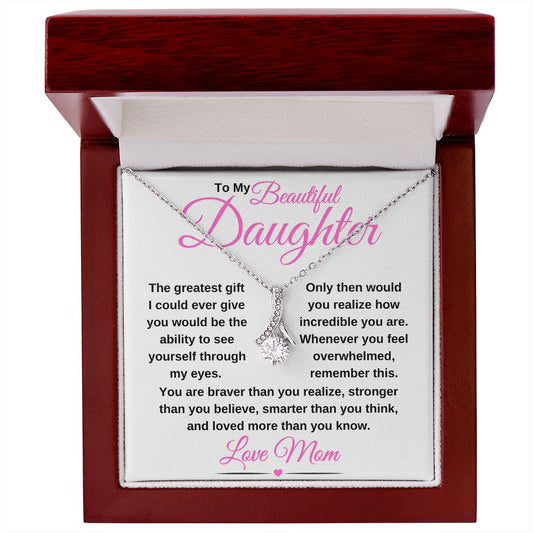Alluring Beauty necklace 14k white gold or 18k yellow gold over stainless steel. Christmas Gift for Daughter, Unique Gift for Daughter, Sweet 16 Birthday Gift,  Graduation Gifts For Daughter, Great Gifts For Daughters, Great Gift Jewelry and Watches, Great Congratulations Gifts, Great Birthday Gifts For Daughters