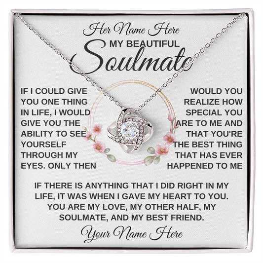 gifts for mom, gifts for dad, gifts for wife, gifts for husband, gifts for daughter, gifts for son, Personalized Love Knot Necklace Soulmate 