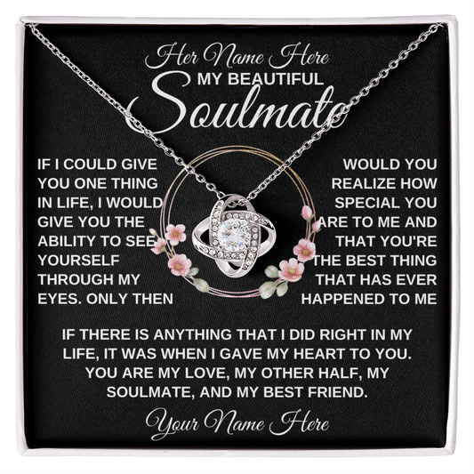 gifts for mom, gifts for dad, gifts for wife, gifts for husband, gifts for daughter, gifts for son, Personalized Love Knot Necklace Soulmate If I Could Give You One Thing