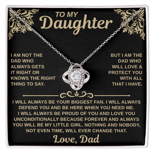 gifts for mom, gifts for dad, gifts for wife, gifts for husband, gifts for daughter, gifts for son, Love Knot Necklace To My Daughter I Am Not The Dad Who