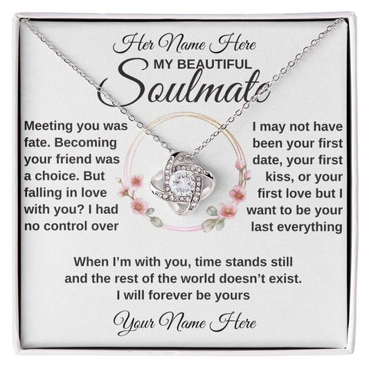 gifts for mom, gifts for dad, gifts for wife, gifts for husband, gifts for daughter, gifts for son, Personalized Love Knot Necklace Soulmate