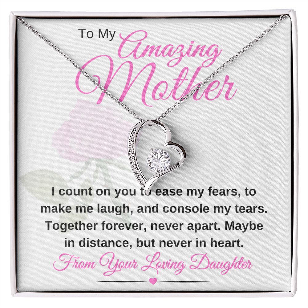 Forever Love pendant  14k white gold or 18k yellow gold finish.  Great Gifts For Mom, Great Gift Jewelry, Great Mothers Day Gifts, Great Jewelry Box, Mahogany Jewelry Box, top 10 mother's day gift ideas, simple mother's day gifts. best gift for mother's day, creative mother's day gifts, mother's day gifts from daughter