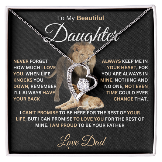 gifts for mom, gifts for dad, gifts for wife, gifts for husband, gifts for daughter, Forever Love Necklace For Daughter From Dad Never Forget I Love You