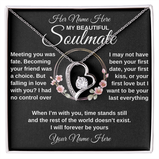 gifts for mom, gifts for dad, gifts for wife, gifts for husband, gifts for daughter, gifts for son, Personalized Forever Love Necklace Soulmate Meeting Was Fate