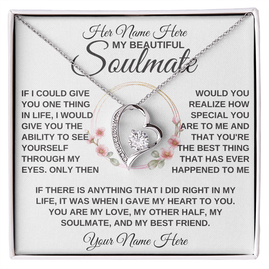 gifts for mom, gifts for dad, gifts for wife, gifts for husband, gifts for daughter, gifts for son, Personalized Forever Love Necklace Soulmate