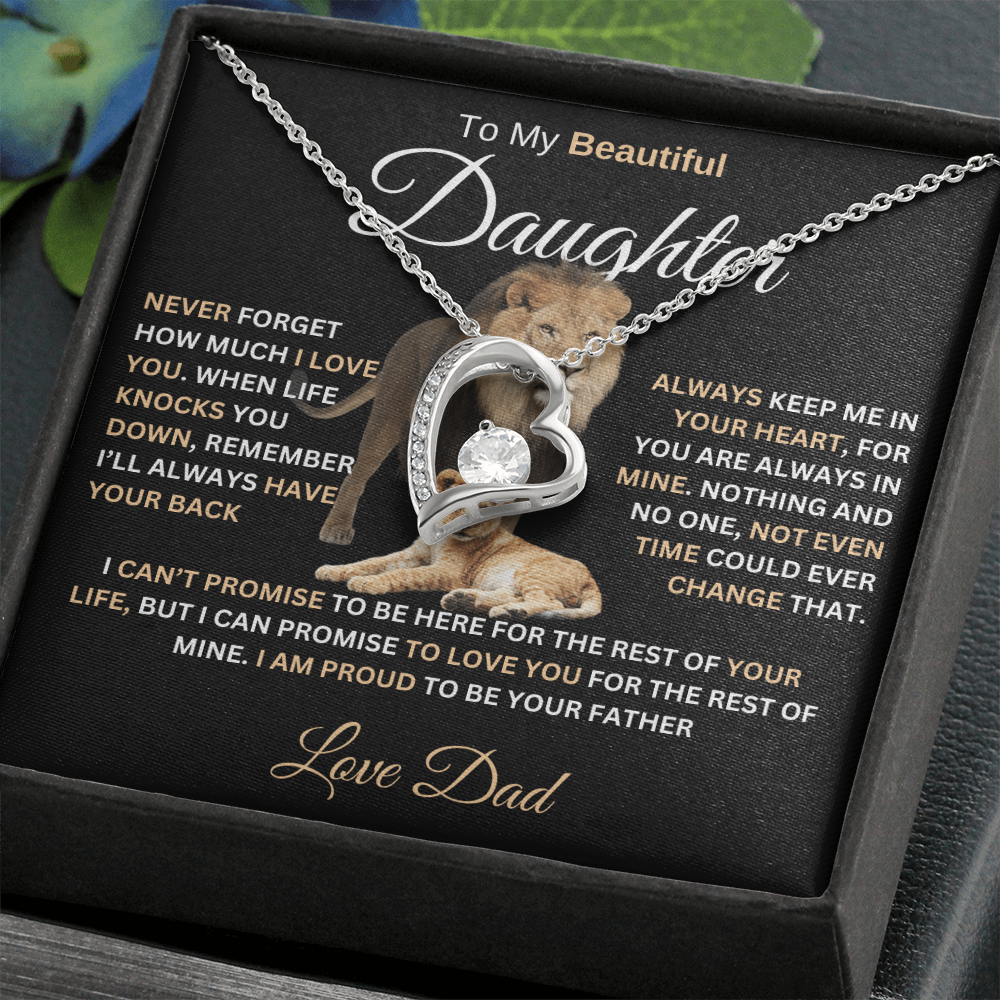 gifts for mom, gifts for dad, gifts for wife, gifts for husband, gifts for daughter, Forever Love Necklace For Daughter From Dad Never Forget I Love You
