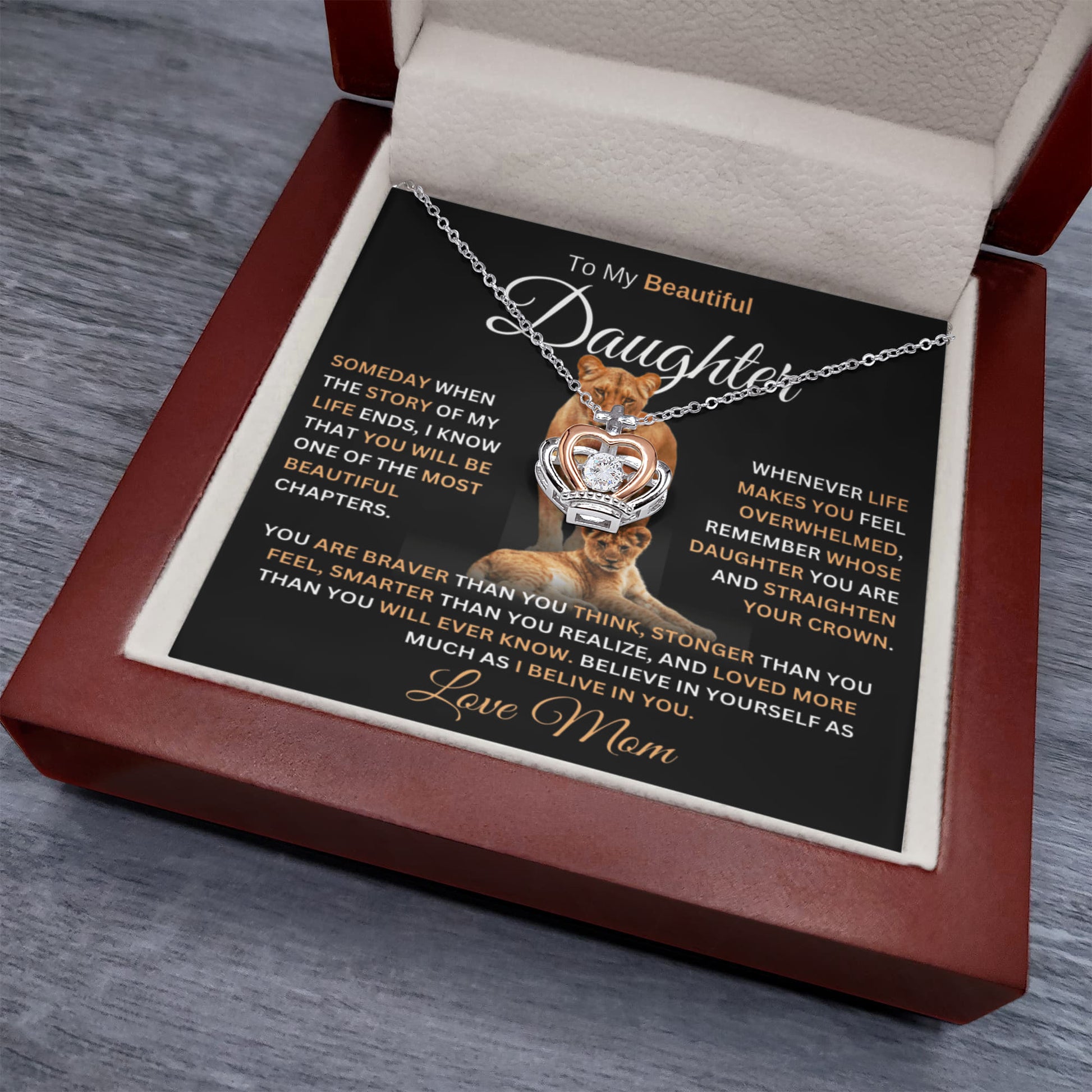 gifts for mom, gifts for dad, gifts for wife, gifts for husband, gifts for daughter, gifts for son, Crown Pendant Necklace For Daughter Straighten Your Crown