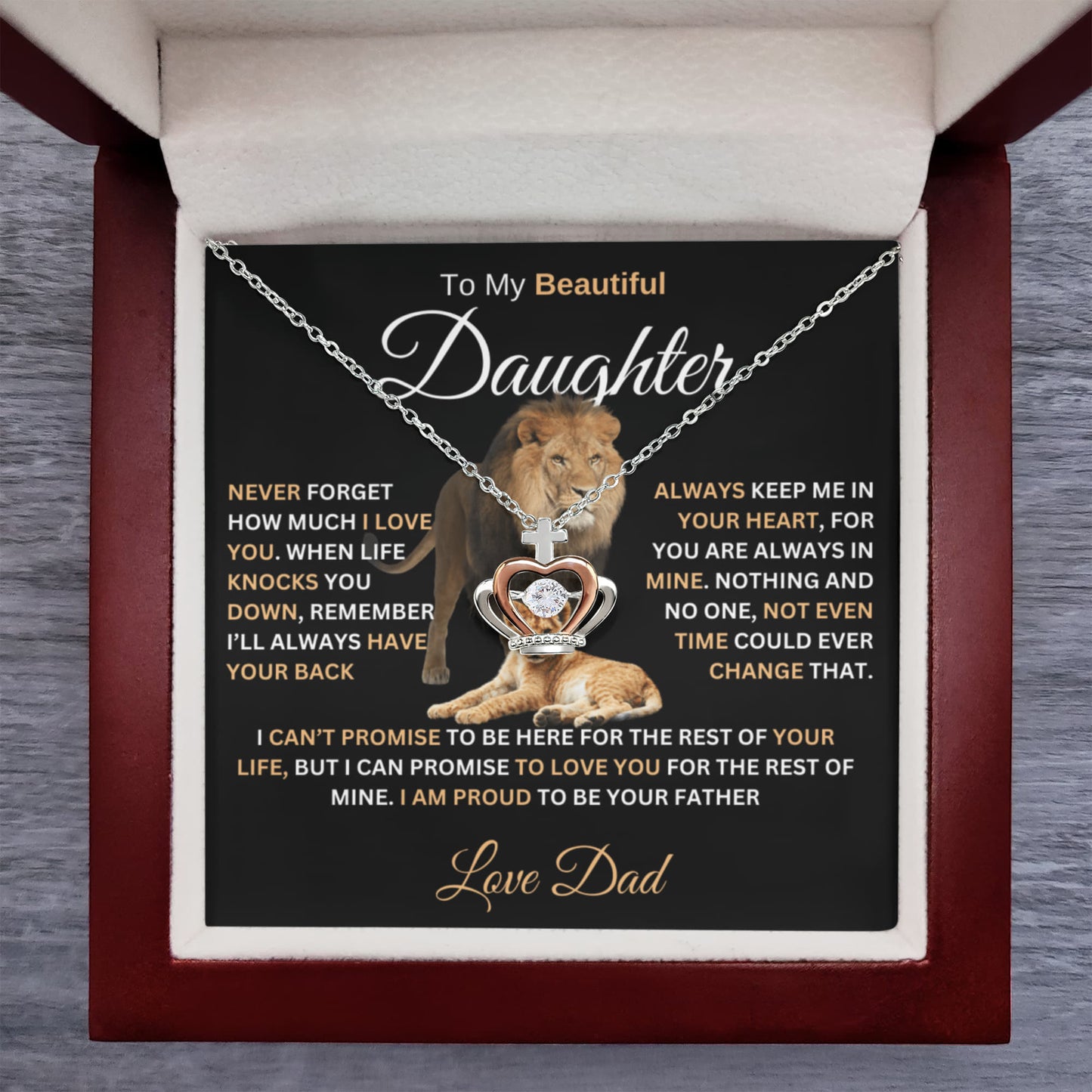 gifts for mom, gifts for dad, gifts for wife, gifts for husband, gifts for daughter, gifts for son, Crown Pendant Necklace For Daughter From Dad I Love You