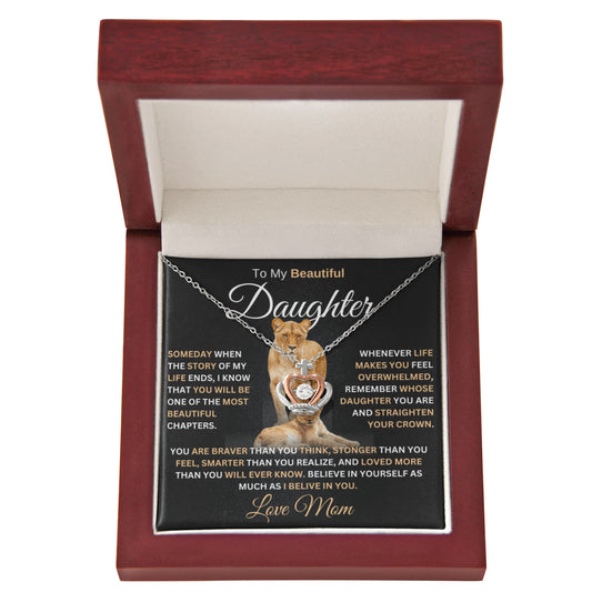 gifts for mom, gifts for dad, gifts for wife, gifts for husband, gifts for daughter, gifts for son, Crown Pendant Necklace For Daughter Straighten Your Crown